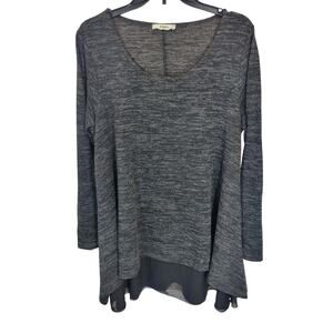 Eloges‎ Long Sleeve Tunic Top Gray Black Space Dye Knit Women's Size XL